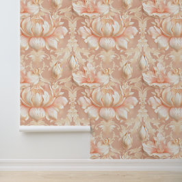 Damask luxuriöse Textur der cremefarbenen Lilienbl Tapete