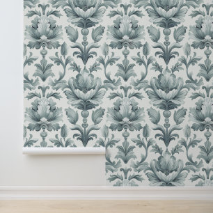 Damask luxuriöse Textur der Graublüte Tapete