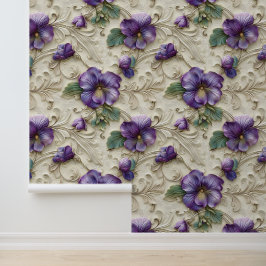 Damask Luxus Prägung Textur lila viola Blüte Tapete