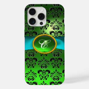 DAMASK MÄDLICH MONOGRAM grünes Aqua-Blau-Band iPhone Hülle