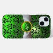 DAMASK MÄDLICH MONOGRAMM, grünes, weißes Band Case-Mate iPhone Hülle (Rückseite (Horizontal))