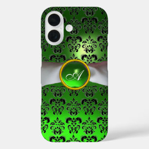 DAMASK MÄDLICH MONOGRAMM, grünes, weißes Band iPhone 16 Hülle