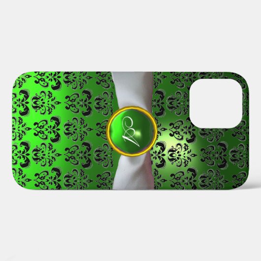 DAMASK MÄDLICH MONOGRAMM, grünes, weißes Band Case-Mate iPhone Hülle (Rückseite (Horizontal))