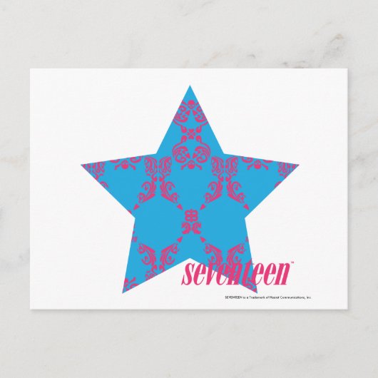 Damask Magenta-Aqua 2 Postkarte (Vorderseite)