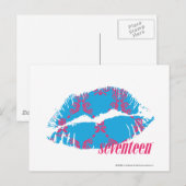 Damask Magenta-Aqua Postkarte (Vorne/Hinten)