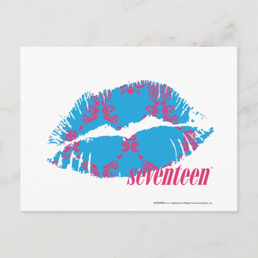 Damask Magenta-Aqua Postkarte (Vorderseite)