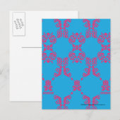 Damask Magenta-Aqua Postkarte (Vorne/Hinten)