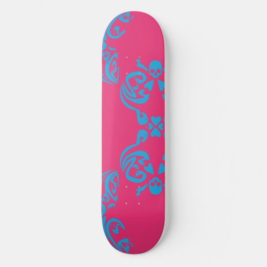 Damask Magenta-Aqua Skateboard (Vorderseite)