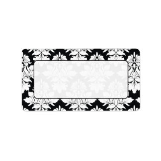 Damask Mailing Labels Schwarz-weiß Adressaufkleber