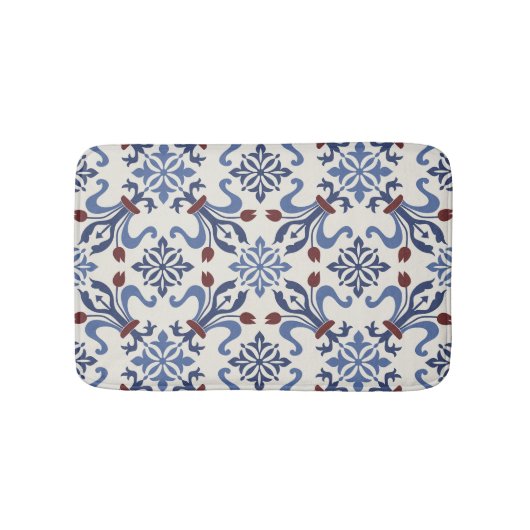 Damask Majolica Tile Design Badematte (Vorderseite)