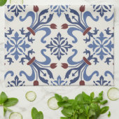 Damask Majolica Tile Design Geschirrtuch (Gefaltet)