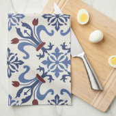 Damask Majolica Tile Design Geschirrtuch (Viertel Falte)