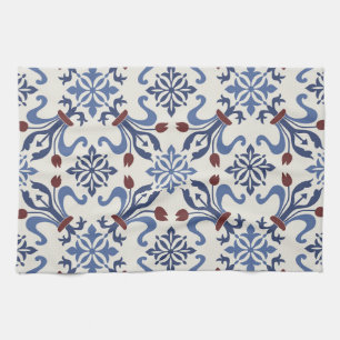 Damask Majolica Tile Design Geschirrtuch