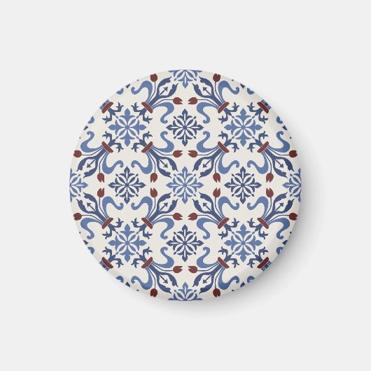 Damask Majolica Tile Design Magnet (Vorne)