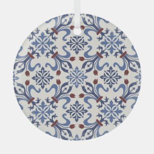 Damask Majolica Tile Design Ornament Aus Glas