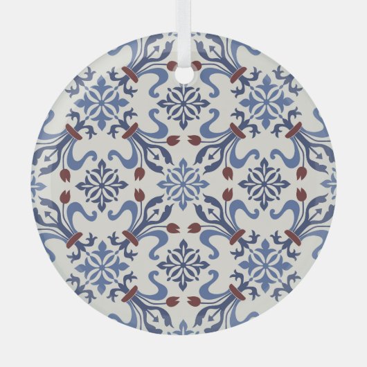 Damask Majolica Tile Design Ornament Aus Glas (Vorderseite)
