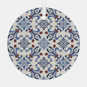 Damask Majolica Tile Design Ornament Aus Glas (Rückseite)
