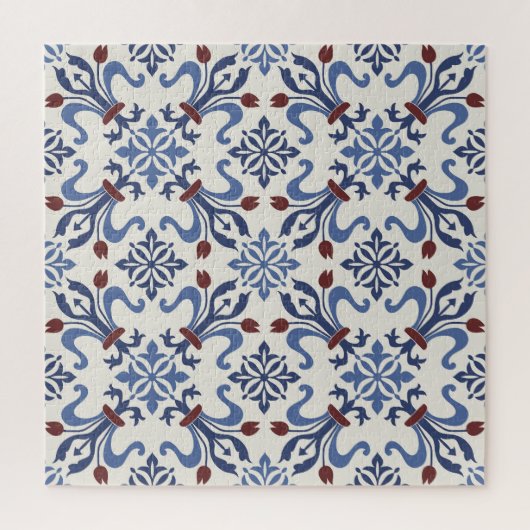 Damask Majolica Tile Design Puzzle (Vertikal)