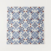 Damask Majolica Tile Design Wandteppich (Vorderseite (Horizontal))