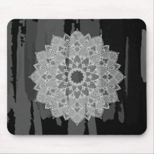 Damask Mandala Abstrakt Black Watercolor Vintag Mousepad