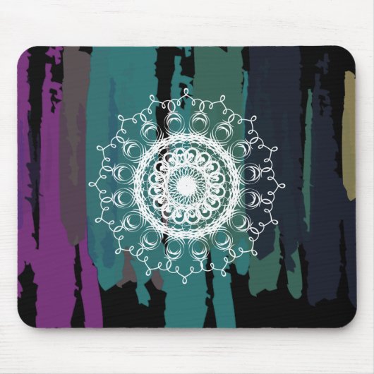 Damask Mandala Abstrakt lackierte Wasserfarbe Vint Mousepad (Vorne)