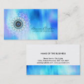 Damask Mandala Abstrakt Watercolor Blue Visitenkarte (Vorne/Hinten)
