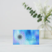 Damask Mandala Abstrakt Watercolor Blue Visitenkarte (Stehend Vorderseite)