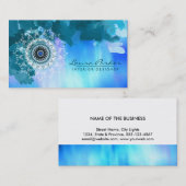 Damask Mandala Sea Abstrakt Watercolor Blue Visitenkarte (Vorne/Hinten)