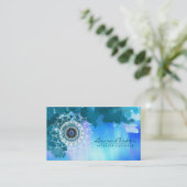Damask Mandala Sea Abstrakt Watercolor Blue Visitenkarte (Stehend Vorderseite)