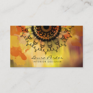 Damask Mandala Watercolor Goldene Flagge Visitenkarte
