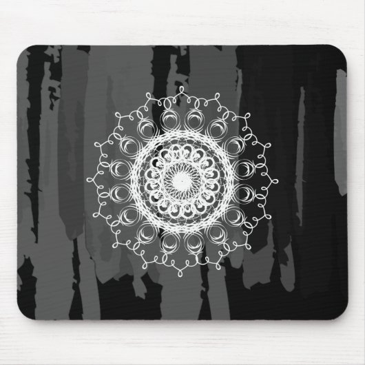 Damask MandalaBlack und White Wassercolor Mousepad (Vorne)