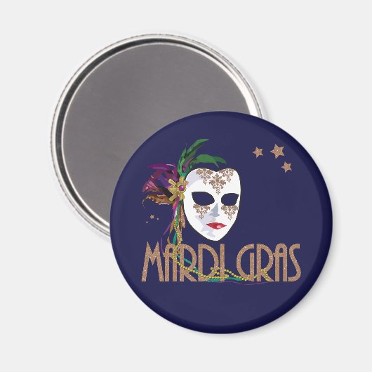 Damask Mardi Gras Mask Magnet (Vorderseite/Rückseite)