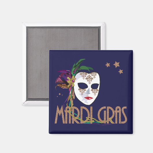 Damask Mardi Gras Mask Magnet (Vorderseite/Rückseite)
