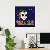 Damask Mardi Gras Mask Poster (Heimbüro)