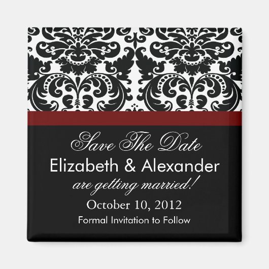 Damask Merlot Red Save the Date Magnet (Vorne)