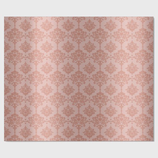 Damask Metallic Royal Floral Pink Rose Gold Blush Geschenkpapier (Flach)