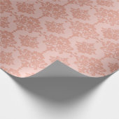 Damask Metallic Royal Floral Pink Rose Gold Blush Geschenkpapier (Ecke)