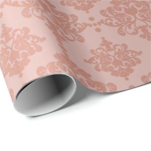 Damask Metallic Royal Floral Pink Rose Gold Blush Geschenkpapier