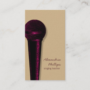 Damask Microphone Business Card, dunkelrosa Visitenkarte