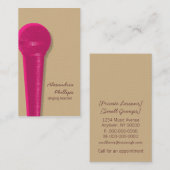Damask Microphone Business Card, Hot Pink Visitenkarte (Vorne/Hinten)