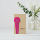 Damask Microphone Business Card, Hot Pink Visitenkarte (Stehend Vorderseite)