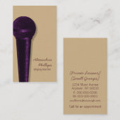 Damask Microphone Business Card, Lila Visitenkarte (Vorne/Hinten)