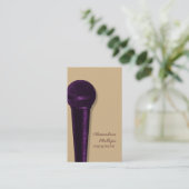 Damask Microphone Business Card, Lila Visitenkarte (Stehend Vorderseite)