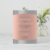 Damask Minimal Gray Rose Einladung (Stehend Vorderseite)