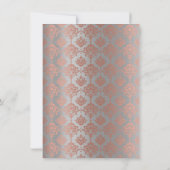 Damask Minimal Gray Rose Einladung (Rückseite)