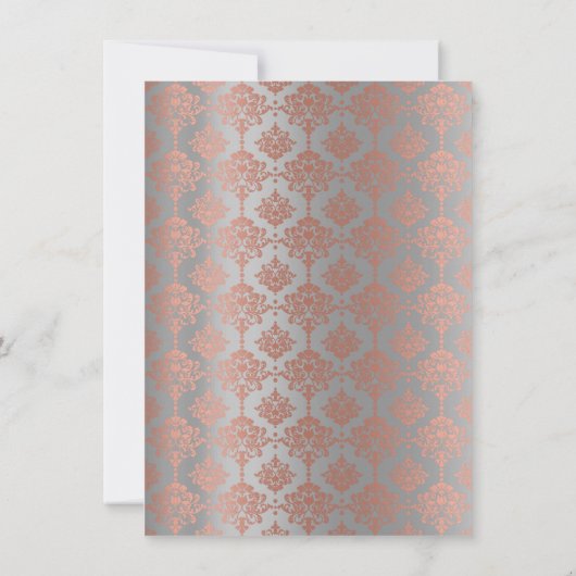 Damask Minimal Gray Rose Einladung (Rückseite)