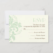 Damask mint green, Elfenbeinhochzeit RSVP Antwortk (Vorderseite)