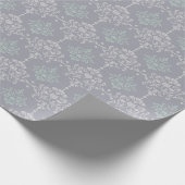 Damask Mint Green Pastel Gray Gray Delicate Geschenkpapier (Ecke)
