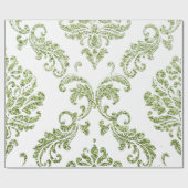 Damask Mint Green Royal Metallic White Glitzer Geschenkpapier (Flach)