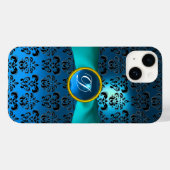DAMASK MIRLY MONOGRAMM Blue Band Case-Mate iPhone Hülle (Rückseite (Horizontal))